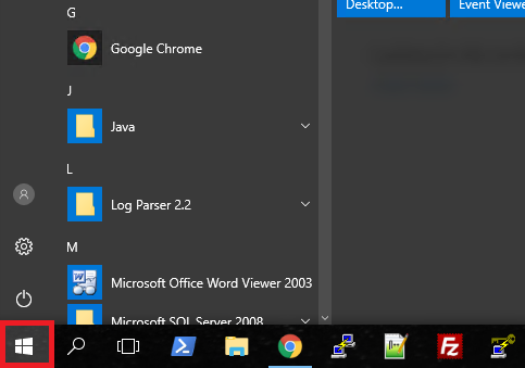 Server 2016 Start Menu