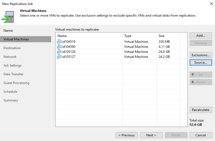 replication job - virtual machines