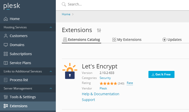 plesk extention