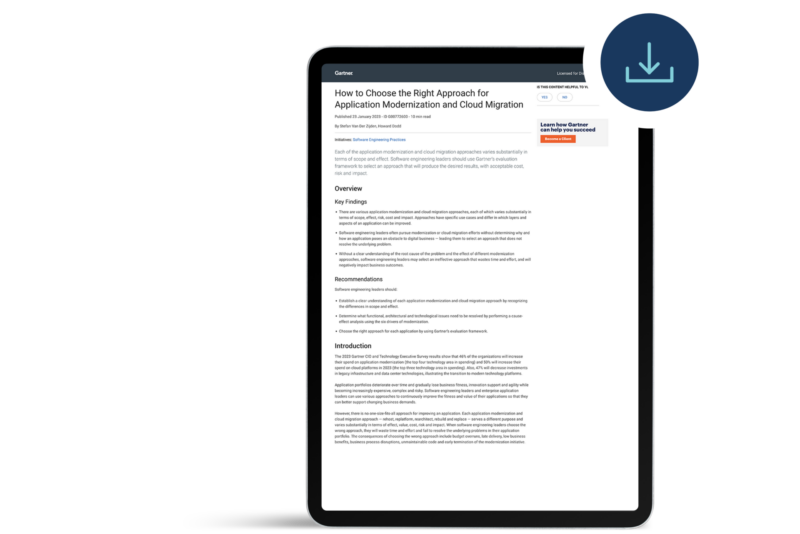 Gartner paper on the right approach to App Modernisation ANS